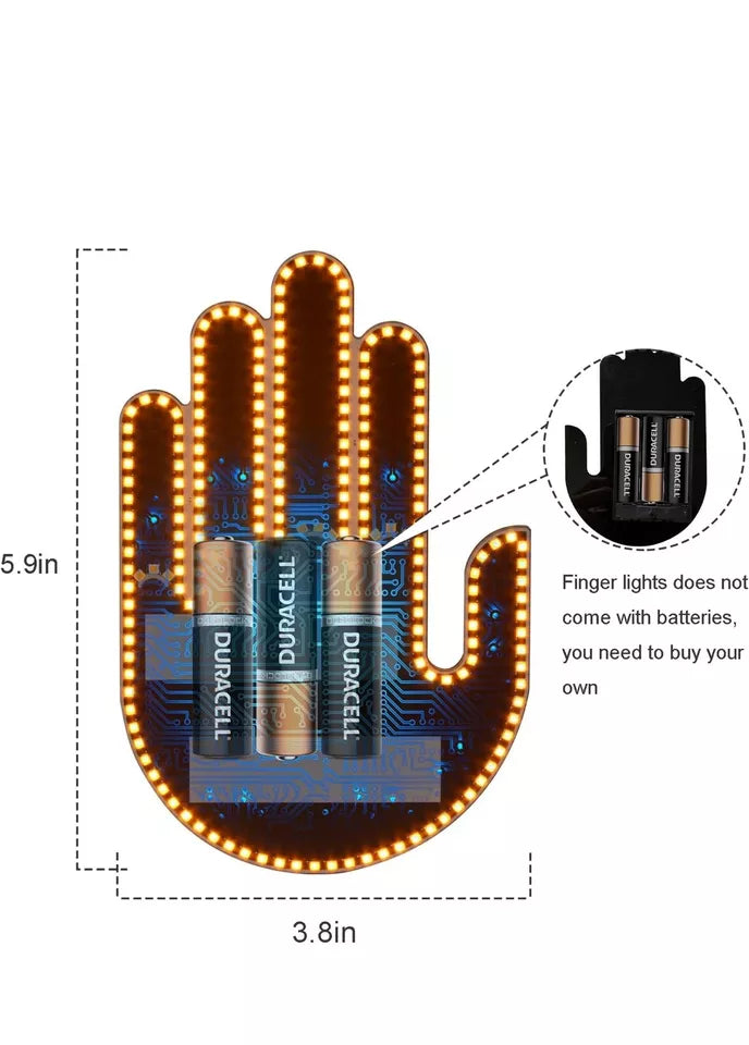 Fun LED Finger Hand Gesture Light β Remote-Controlled Car Back Window Sign | Expressive 4-in-1 LED