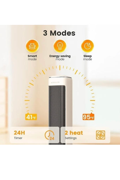 Airmate 25" Large Room Tower Heaters for Indoor Use, 1500W PTC