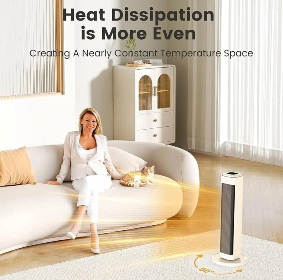 Airmate 25" Large Room Tower Heaters for Indoor Use, 1500W PTC