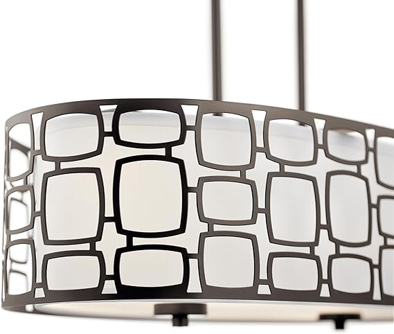 Kichler Sabine Brushed Nickel Pendant Light – Large Modern Drum Fixture with Etched Glass (22"+, Contemporary Design)