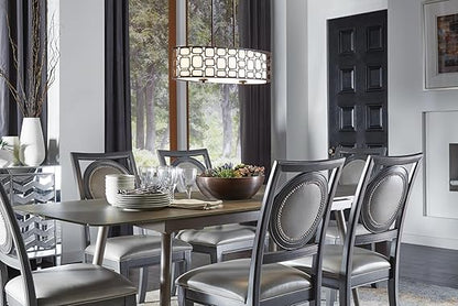 Kichler Sabine Brushed Nickel Pendant Light – Large Modern Drum Fixture with Etched Glass (22"+, Contemporary Design)