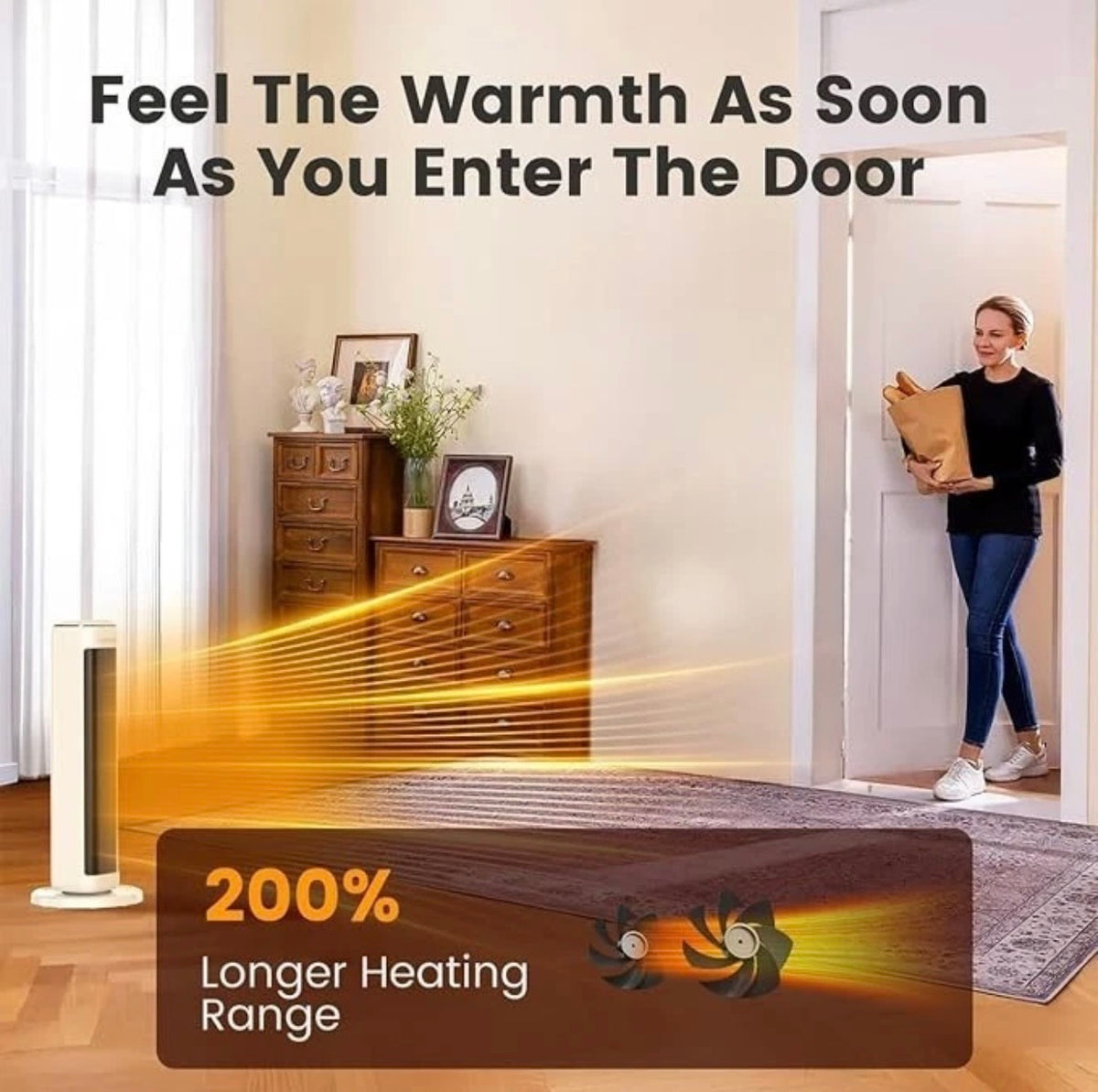 Airmate 25" Large Room Tower Heaters for Indoor Use, 1500W PTC