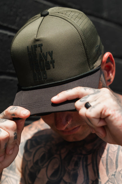 Lift Heavy. Trust God. Hydro - OD Green Snapback Hat