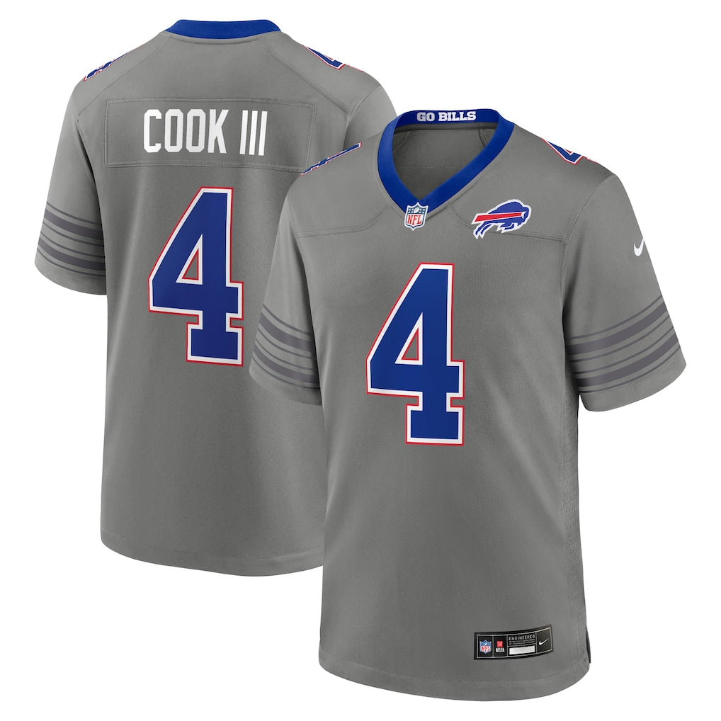 Men's Buffalo Bills James Cook III Nike Gray Nickel City Game Jersey