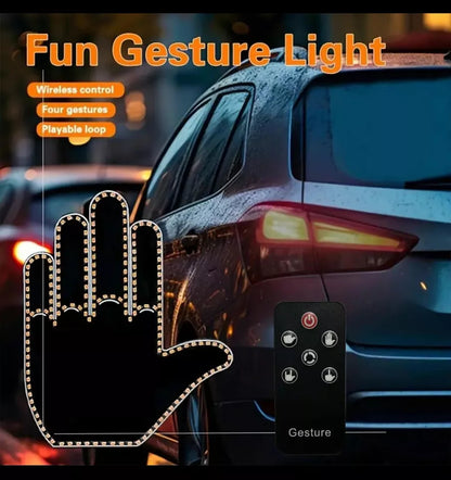 Fun LED  Finger Hand Gesture Light – Remote-Controlled Car Back Window Sign | Expressive 4-in-1 LED